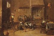 Mokeys in a Tavern    David Teniers